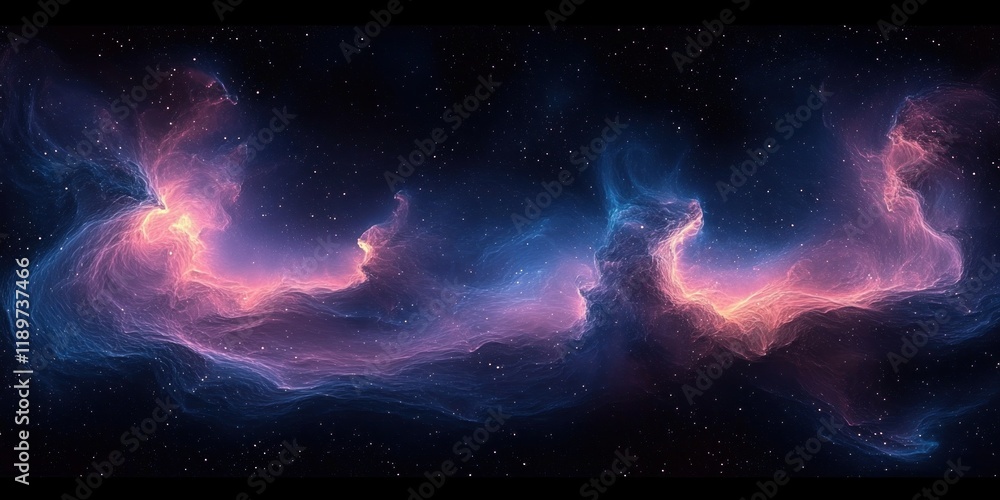 Poster cosmic nebula abstract expressionism panorama deep space background with stars and gases