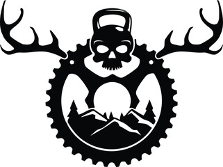 hunting Deer Duck and fish minimalist logo design	