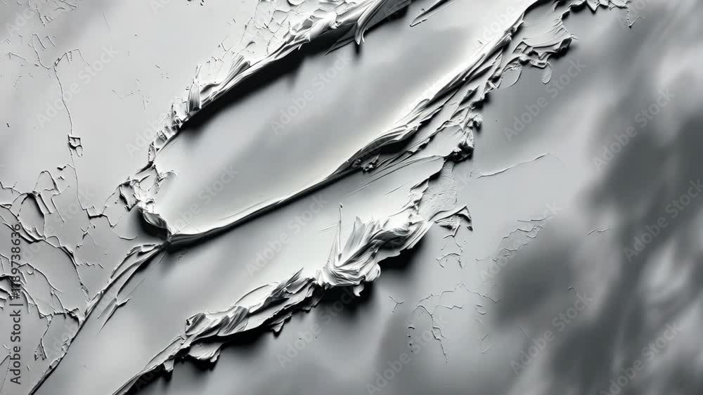 Poster abstract texture of thick paint spread on a surface, showcasing smooth and rough patterns in varying