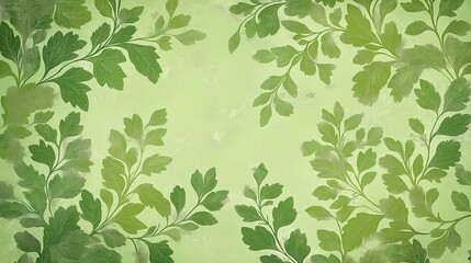 Intricate green leaf pattern wallpaper organic shapes. Seamless design ideal for wallpaper, fabric. Calming effect suitable for home decor. Vivid leafy patterns evoke springtime summer vibe. Vintage