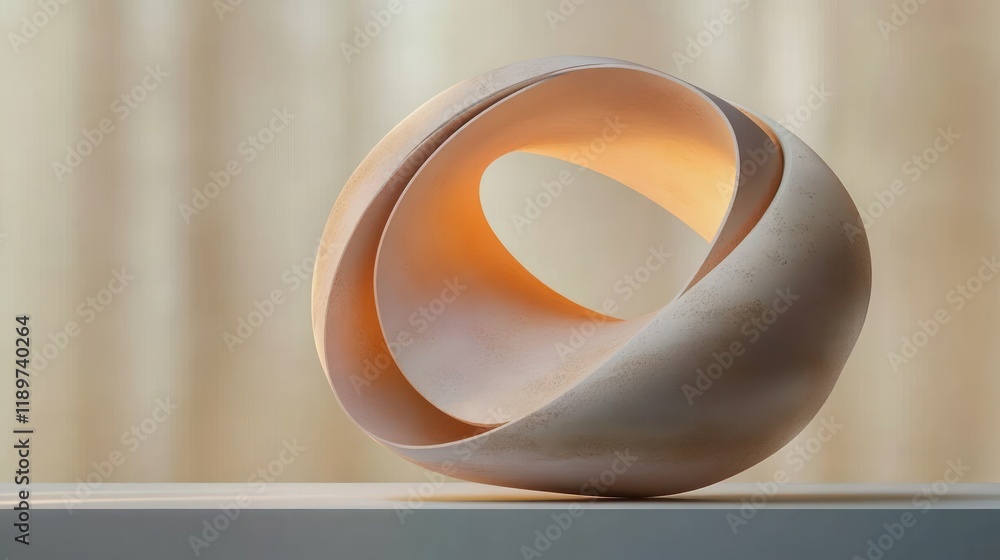 Poster Minimalist Abstract Sculpture with Soft Pastel Colors and Smooth Curves for Luxurious Background