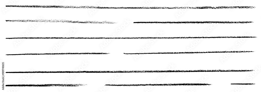 Poster set of rough hand-drawn horizontal lines with textured grunge effect. vector illustration for creati