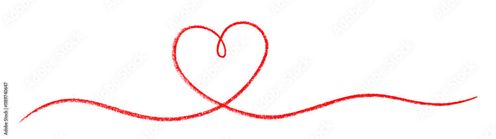 Poster vector illustration of a red heart drawn with a single flowing line, symbolizing love and simplicity