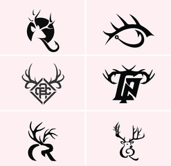 Fototapeta premium hunting Deer Duck and fish minimalist logo design 