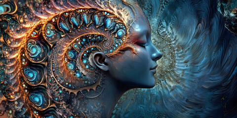 Out-of-body experience woman.AI generated.