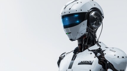 An artificial intelligence virtual assistant acts as an AI agent, providing customer service support as an AGI powered representative, symbolizing the future singularity of robot interactions