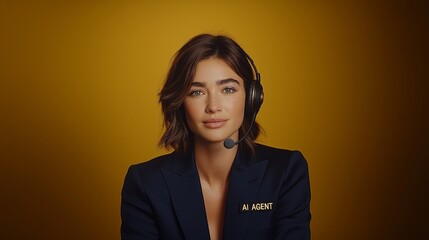 An artificial intelligence virtual assistant acts as an AI agent, providing customer service support as an AGI powered representative, symbolizing the future singularity of robot interactions