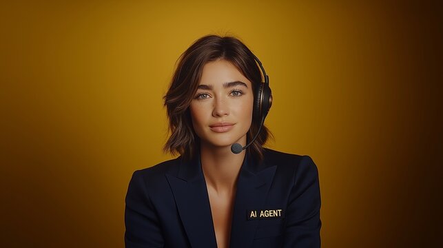 An artificial intelligence virtual assistant acts as an AI agent, providing customer service support as an AGI powered representative, symbolizing the future singularity of robot interactions