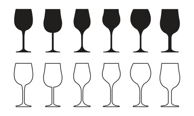Vector Wine Glasses Icon Set. Wine Glasses Collection