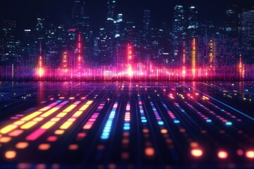 Vibrant Digital Soundscape with Colorful Equalizer and Neon Pulse