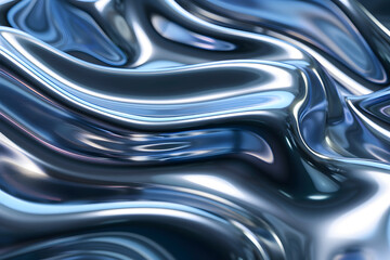 Abstract Blue and Silver Metallic Wave Texture