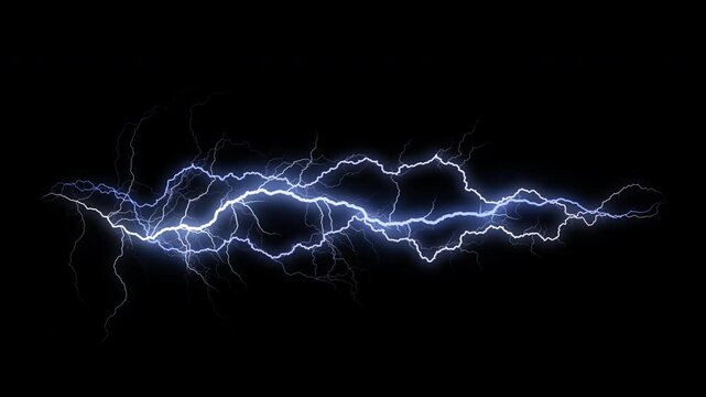 Striking bright electric lightning bolt. Glowing thunderbolt animation. Powerful energy. Loop