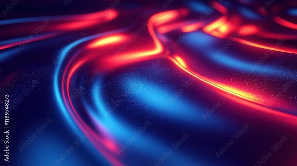 Aufkleber futuristic abstract art with glowing neon lines and fast moving elements in blue and red for hi-tech