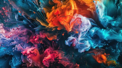 a whimsical dreamscape bursting with vibrant hues and imaginative forms, white space in the center of the page for text, dynamic and captivating colors against a darkened canvas