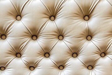 Fototapeta premium Beige Leather Upholstery with Diamond Tufted Pattern and Buttons