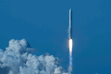 Rocket launch into space. Elements of this image furnished by NASA © Artsiom P