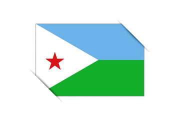 Fototapeta premium Djibouti flag - rectangle colorful flag representing a country cultural identity and heritage. The essence of national pride and unity. Attached by the corners in a paper album