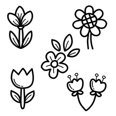 5 flowers icon set