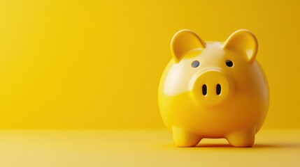 A yellow piggy bank set against a matching yellow background, symbolizing savings and financial management.