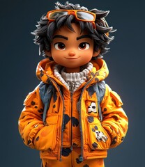 3D Cartoon Style Illustration of Nerdy Character Larry with Crossed Hands