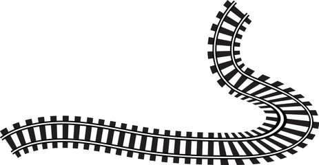 Black on white  rails, railway top view, ladder elements design