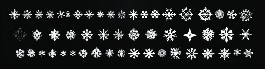 Minimalistic Snowflake and Star Icons Set for Winter Decoration