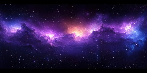 Fototapeta premium Vibrant Cosmic Landscape Swirling Galaxies Nebula Stars Space Background Equirectangular Projection HDRI Panoramic View