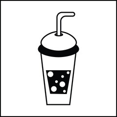 ice boba silhouette illustration vector design in black and white. suitable for logos, icons, posters, advertisements, banners, companies, t-shirt designs, stickers, websites.