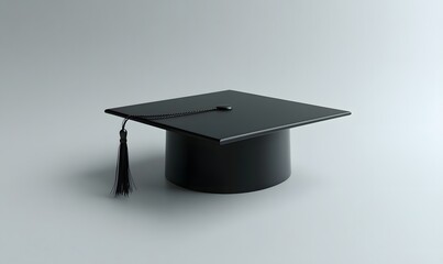 Black graduation cap on white background. (1)