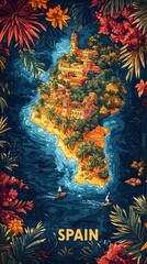 Vibrant Map of Spain