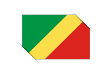 Republic of the Congo flag - rectangle colorful flag representing a country cultural identity and heritage. The essence of national pride and unity. Attached by the corners in a paper album