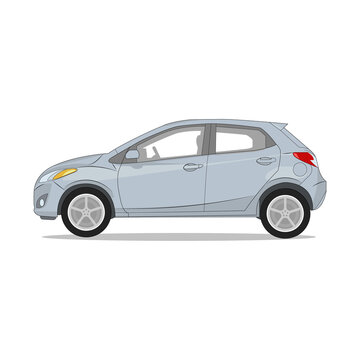 Ilustraci&oacute;n de un autom&oacute;vil plateado visto de costado