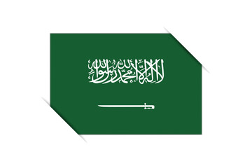 Saudi Arabia flag - rectangle colorful flag representing a country cultural identity and heritage. The essence of national pride and unity. Attached by the corners in a paper album