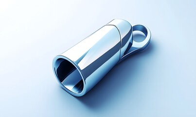 Chrome cylindrical clasp with loop.