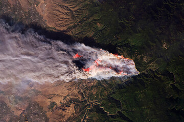 Forest fires, view from space. Elements of this image furnished by NASA