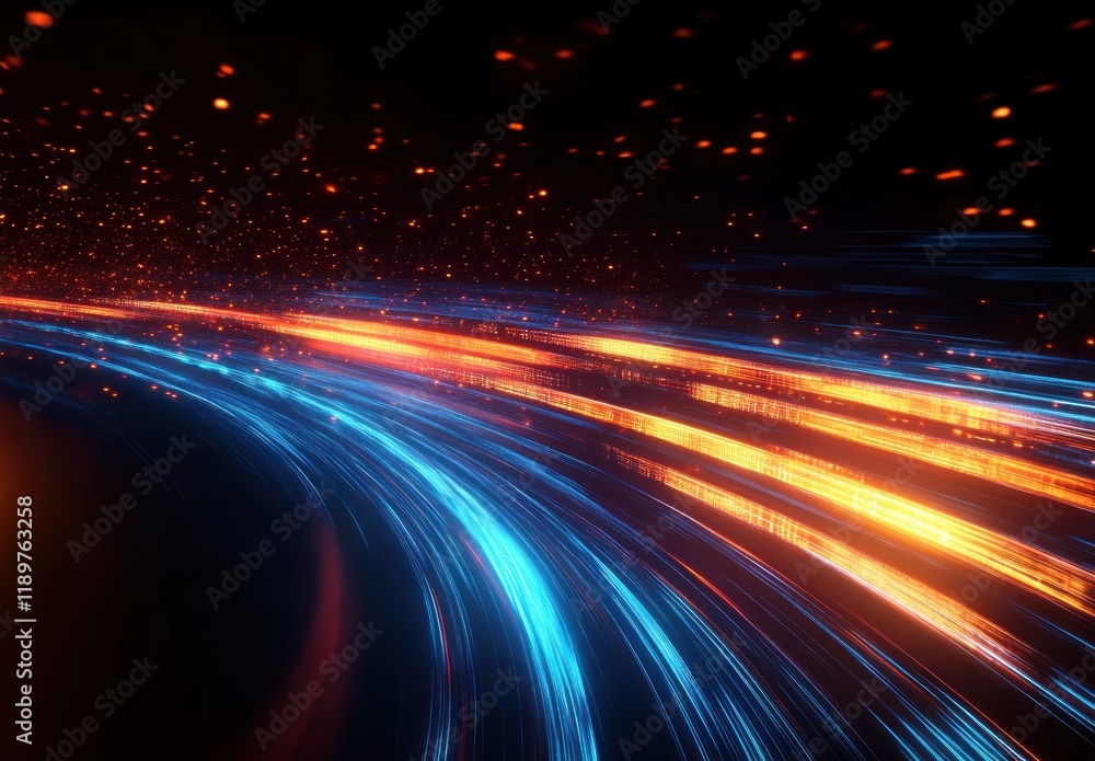 Poster futuristic digital visualization big data abstract cyber art technology in motion