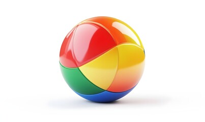 Colorful glossy beach ball isolated on white.