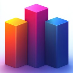 A colorful 3D bar chart representing data visualization.