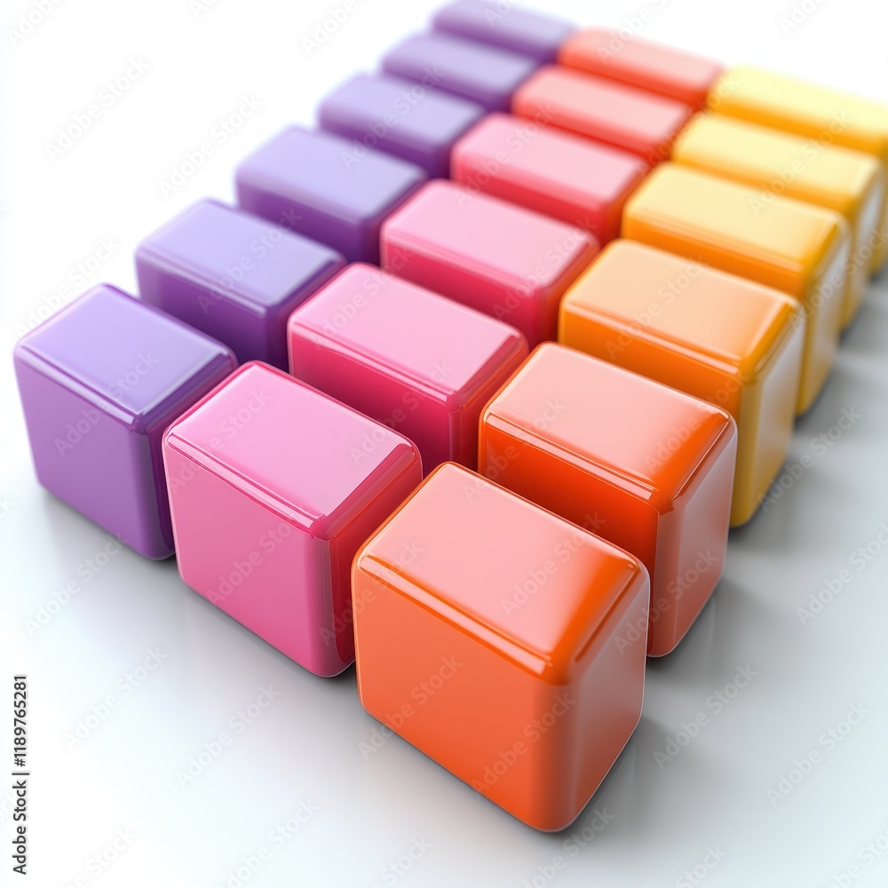 Poster A colorful arrangement of glossy, rectangular blocks in a gradient pattern.