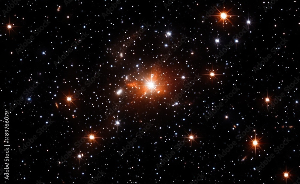 Poster cosmic scene with twinkling stars hyper-realistic deep space background dark universe