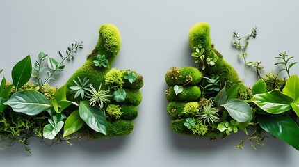 Sustainable green thumbs up symbolizing eco-friendly practices, environmental awareness, and commitment to sustainability through nature, greenery, and positive ecological actions promoting a green li