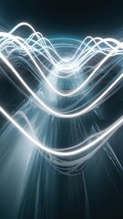 An abstract representation of flowing light waves in a dark, futuristic setting, creating a sense of movement and energy.