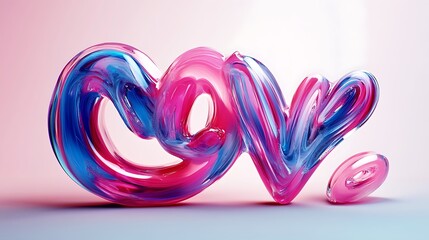 Fototapeta premium Abstract Pink Blue Swirling Glass Sculpture