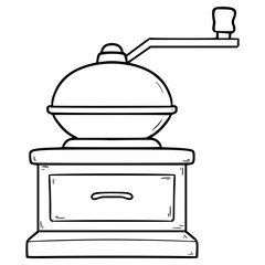 manual coffee grinder illustration hand drawn outline vector