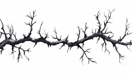 Obraz premium Halloween horizontal seamless border of black thorn branches. watercolor hand painted isolated illustration on white background. Thornshade. Illustration