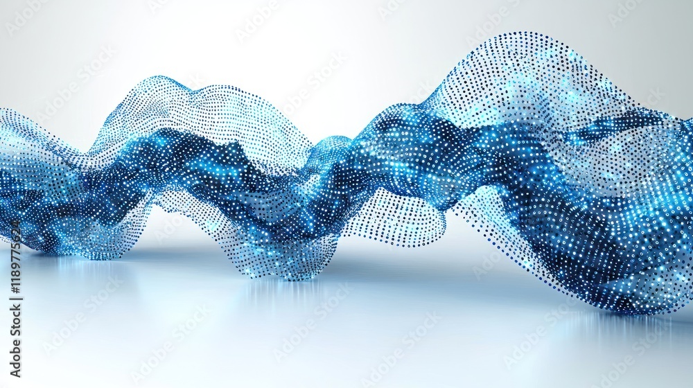 Aufkleber abstract blue wave digital art: a mesmerizing digital artwork showcasing a flowing, dynamic blue wav