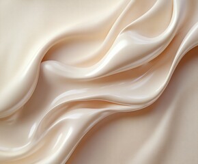 3D Cream Liquid Flow Podium Beige Background with Splash Swirl for Beauty Product Display and Cosmetics Promotion