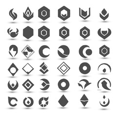 Set icon shape design abstract geometric graphic elements,  Abstract design concept creative abstract logo collection Logo can be used for icon brand identity finance