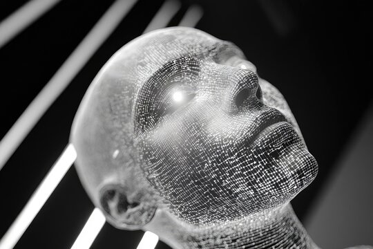 humanoid ai brain processing vast digital data