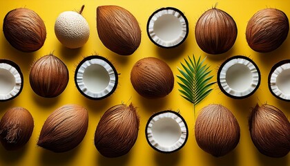 Fototapeta premium Tropical Delight: Coconuts and Palm Frond